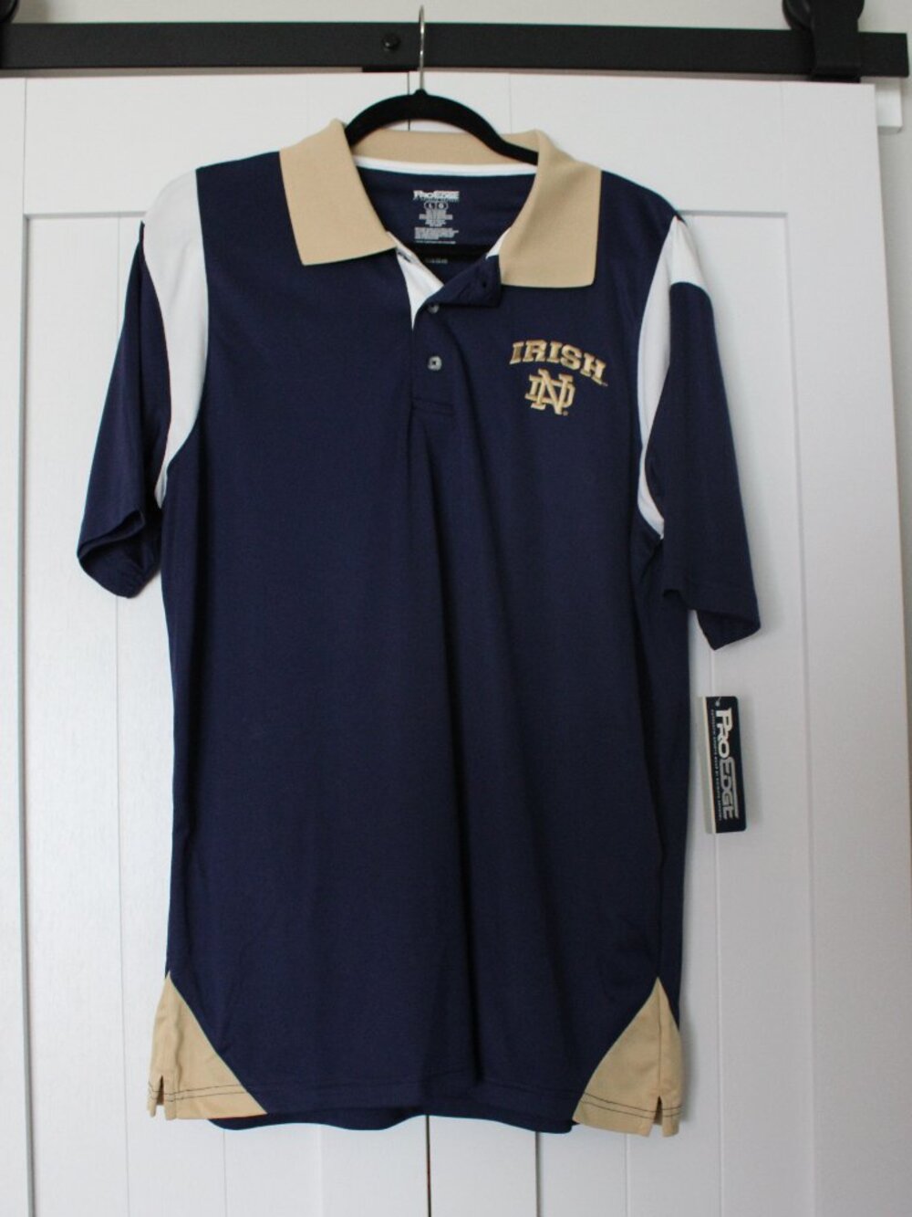 Notre Dame Pro Edge Polo | Men’s Large | NWT | Navy/Gold